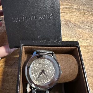 Michael Kors Silver Crystal-Embellished Watch